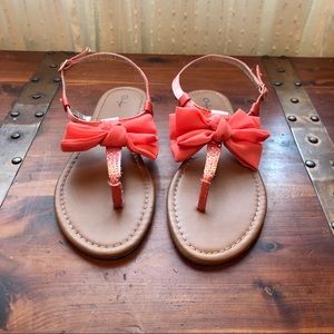 Pink Coral Curfew Bow Sandals Size 10